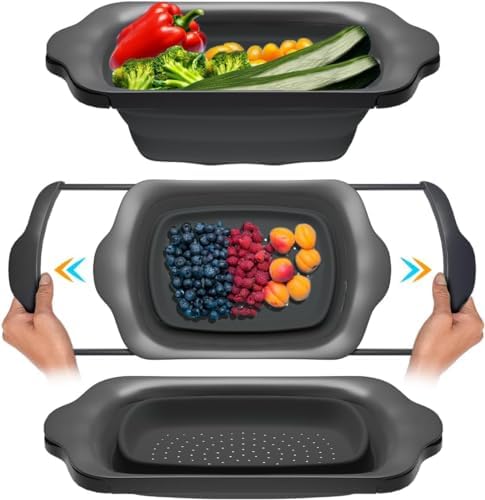 Sleek Black OTS Colander with Convenient Handles
