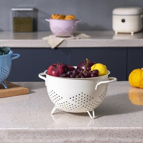 Rust-Proof 5-Quart Metal Colander with Double Handles for Kitchen Use