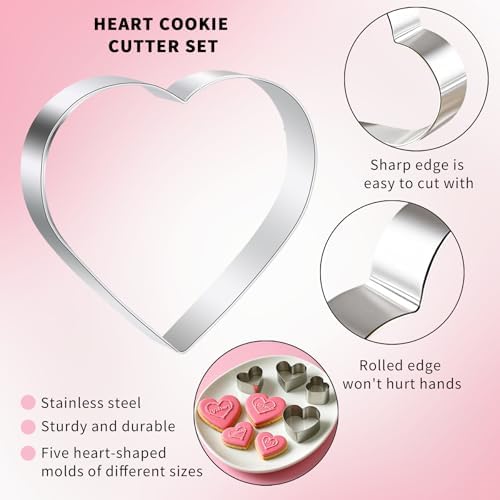 Sturdy Durable Heart Cookie Cutter Set for Valentines Day