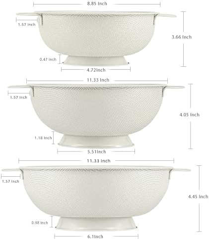 3-Piece Stainless Steel Colander Set for Kitchen Use