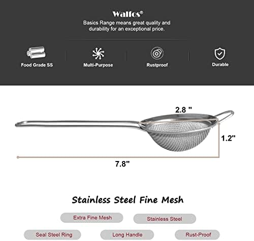 Walfos Small Fine Mesh Strainer with Handle Stainless Steel Tea Coffee Sifter