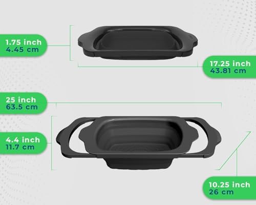 Sleek Black OTS Colander with Convenient Handles
