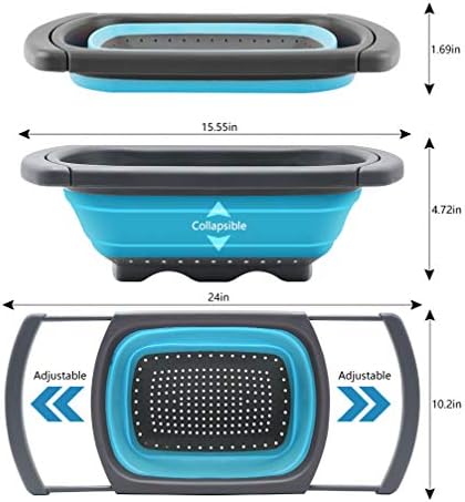 QiMH Colander Collapsible 6-Quart Kitchen Strainer with Extendable Handles