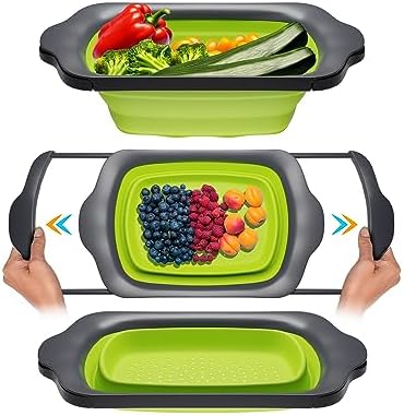 Collapsible Silicone Kitchen Colander Strainer 6 qt