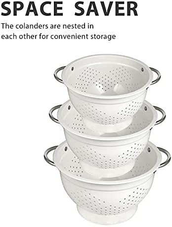 Quick-Draining 3-Piece Colander Set for Kitchen Use