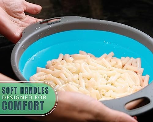 Perfect Pasta Veggie Strainer Set - Collapsible Silicone Kitchen Strainer for Home Campers