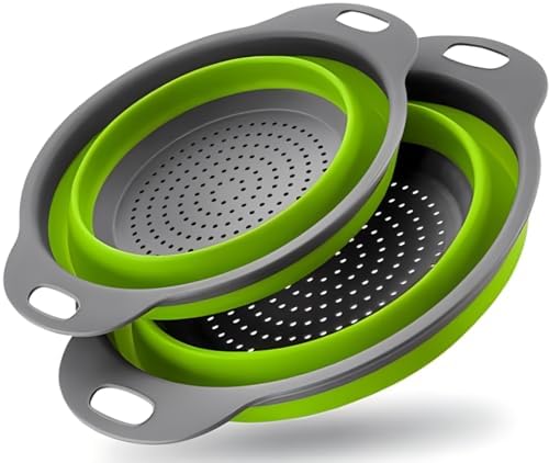 Collapsible silicone colander set for home and travel use