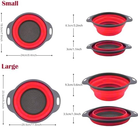 Perfect Collapsible silicone Colander Set space-saving Kitchen Essential for Diners
