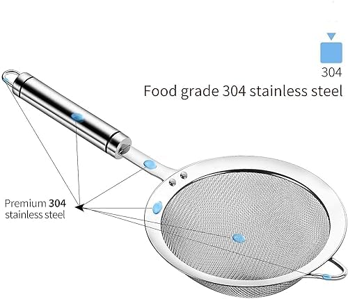 Efficient Strainer with Handle 304 Perfect for Cooking and Baking 12cm Diameter
