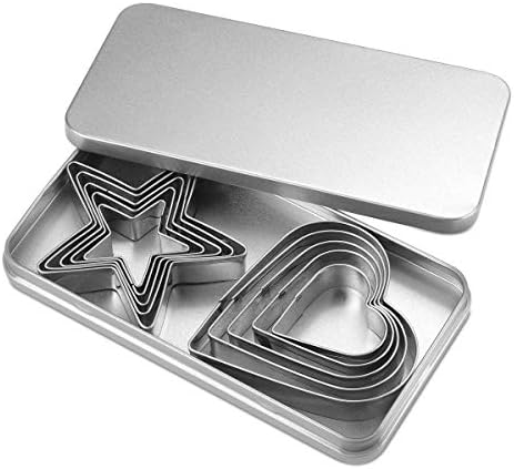 10Pcs Stainless Steel Cookie Cutters Set with Star Heart Shapes Multi-Functional