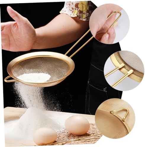 3-Piece Kitchen Baking Golden Mesh Colander Strainer Set with Drainer