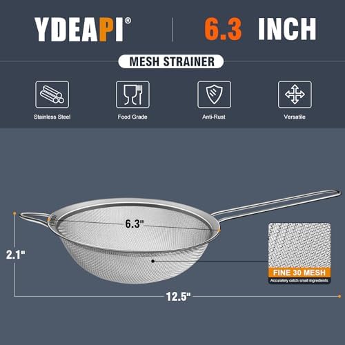 Sturdy 63 Stainless Steel Strainer with Handle for Kitchen Use
