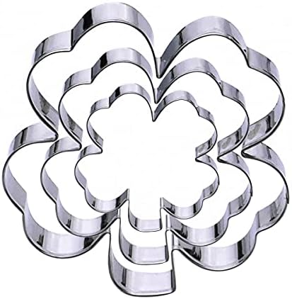 St Patricks Day Clover Cookie Cutter Set 3-Piece Stainless Steel Shamrock Design