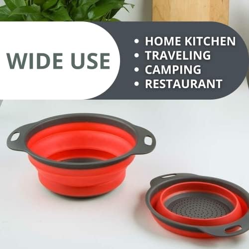 Collapsible Silicone Kitchen Strainer with Plastic Handles
