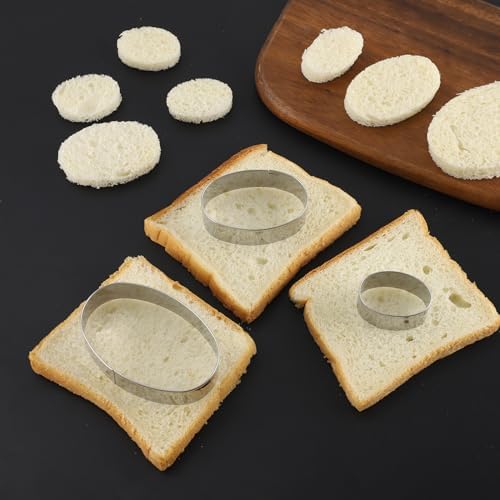 ANCKNE Four-Sized Stainless Steel Oval Cookie Cutters Set