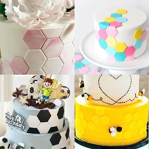 SUNKOOL Soccer Ball Cookie CutterHexagon 4 SizesGeometry for Baking