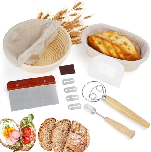 GOKALL Banneton Sourdough Proofing Basket Set 9 Round 10 Oval