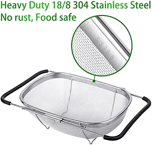 Sturdy 6-Quart Over The Sink Colander for Fruit Vegetables More