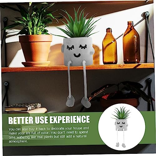 STOBAZACute Expression Potted Fake Succulent Decor for Home Office