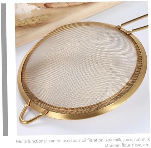 3-Piece Kitchen Baking Golden Mesh Colander Strainer Set with Drainer
