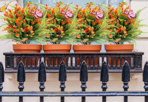 LHWANN 12 Realistic Artificial Flowers Boston Ferns for Home Garden
