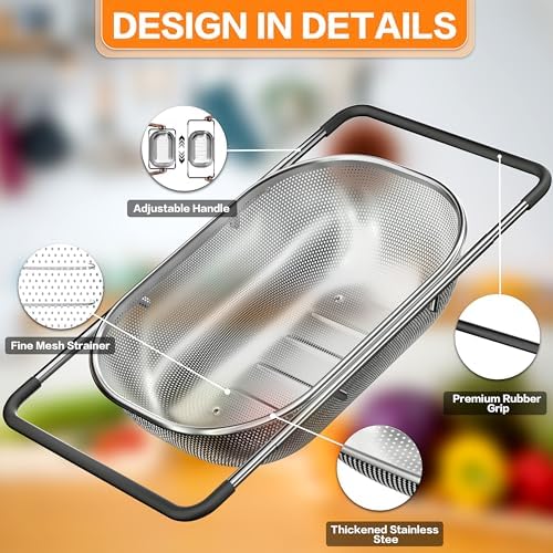 Sturdy Over-the-Sink Colander for Kitchen Uses