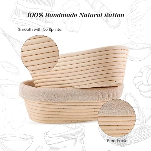 Joyyy Sourdough Bread Proofing Baskets Set of 2 10 Inch Oval