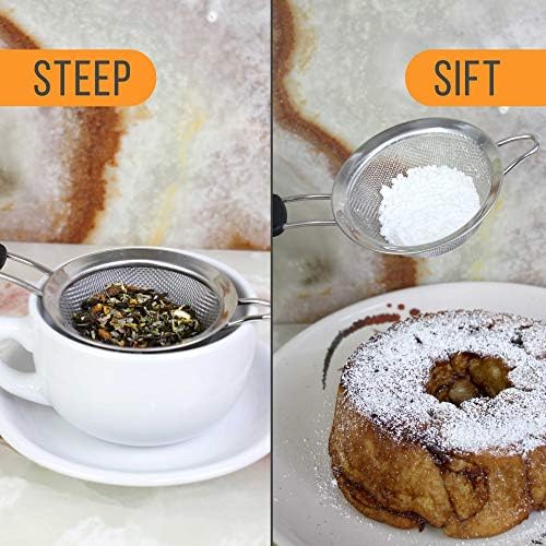 Set of 4 Stainless Steel Strainers for Sifting Straining and more