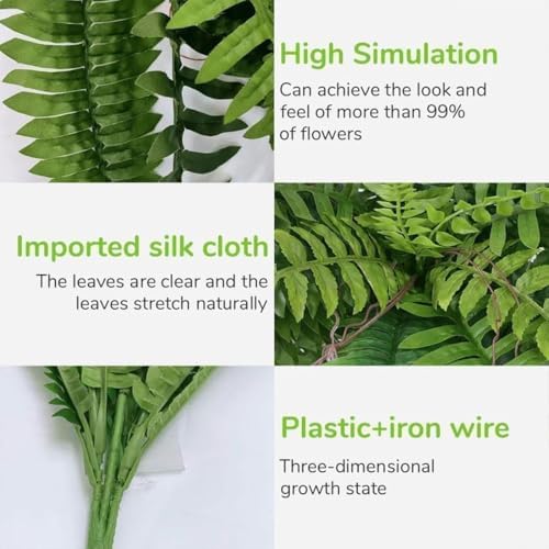 4x Realistic Fake Boston Fern Outdoor Planter