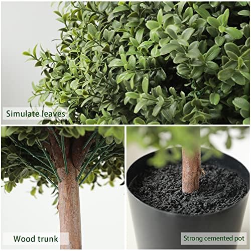LUWENER 2 Pack Fake Boxwood Topiaries for Home Decor