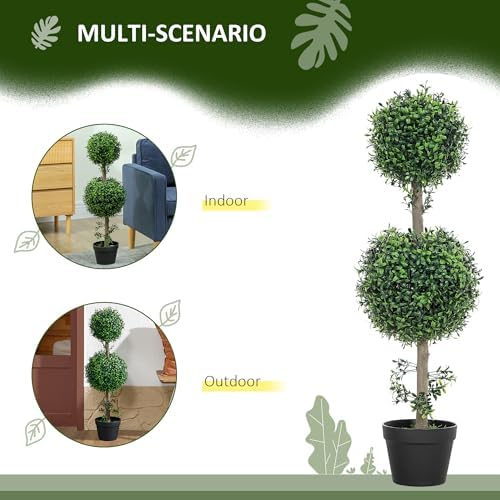 2 x Boxwood Artificial Tree Potted Set