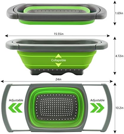 QiMH 6 Quart Collapsible Colander with Extendable Handles Silicone Material