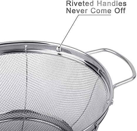 5-Pack Stainless Steel Colander Set Extra Capacity - Space-Saving