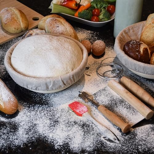 Liliadon Sourdough Bread Baking Kit Set Two Round Baskets