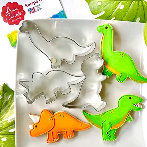 Ann Clark Dinosaur Cookie Cutters Set with T-Rex Brontosaurus Triceratops