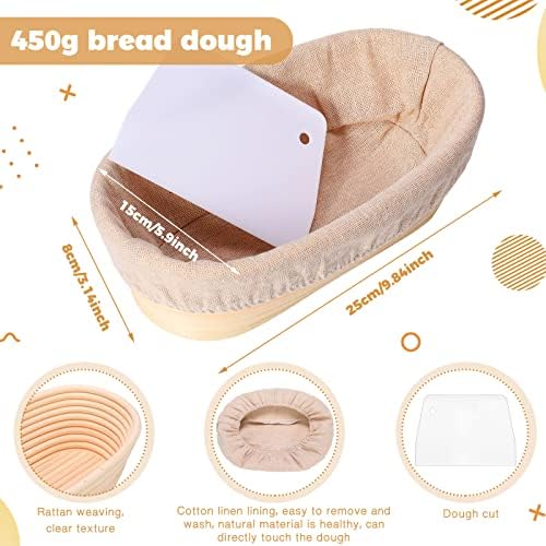 Ideal for Sharing 4 Rattan Proofing Basket Set for Baking
