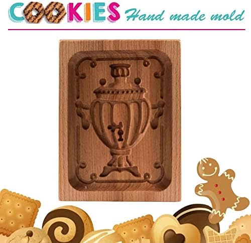 SNOOSZ Wooden Cookie Mold - Trophy Flower Basket Shape for Cakes