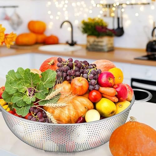 Stainless Steel Colander 3-Quart Micro-Perforated Metal Kitchen Essential with Handle