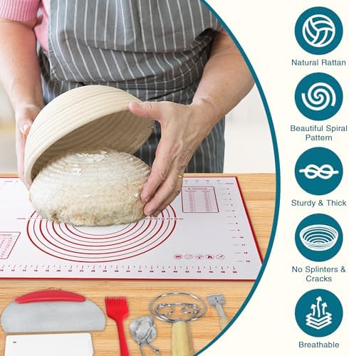 Sourdough Baking Set with Rattan Proofing Baskets