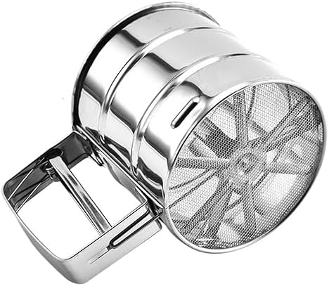 Stainless Steel GoldSilver Sifter with Measuring Scale for Baking Icing Sugar