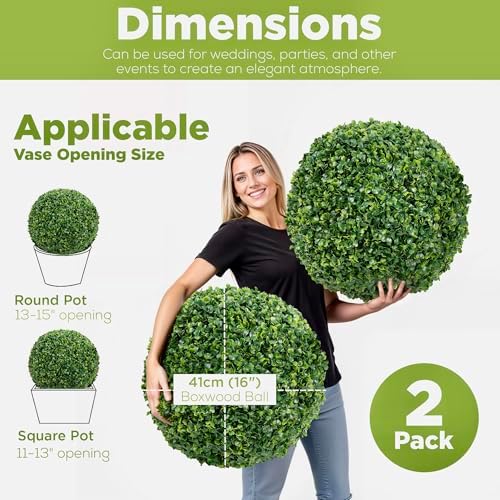 Faux Boxwood Ball Topiary - Realistic UV-Protected