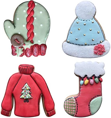 LILIAO Winter Holiday Cookie Cutter Set Ugly Sweater Stocking Hat Mitten