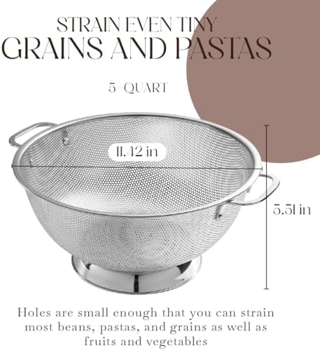 BellemainHigh-Quality 5 Qt Metal Colander with Handle