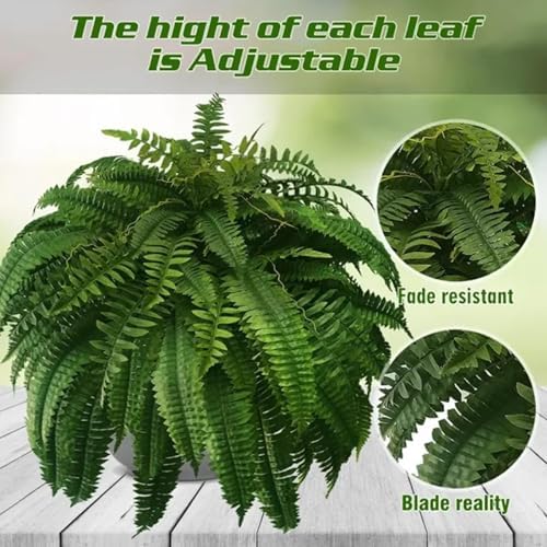 4x Realistic Fake Boston Fern Outdoor Planter