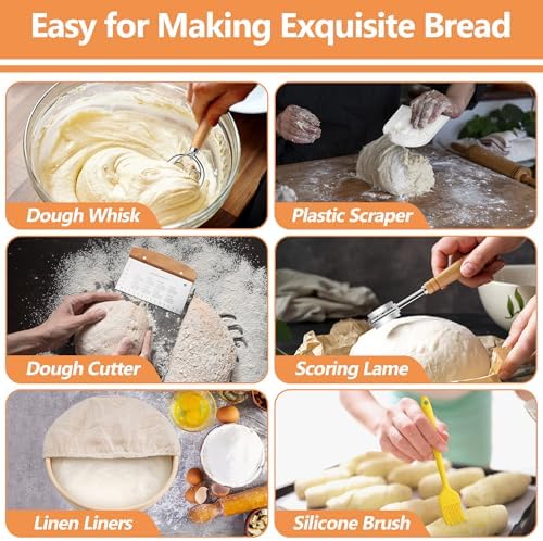 E-far Bread Proofing Baskets Set of 2 9 Inch Round