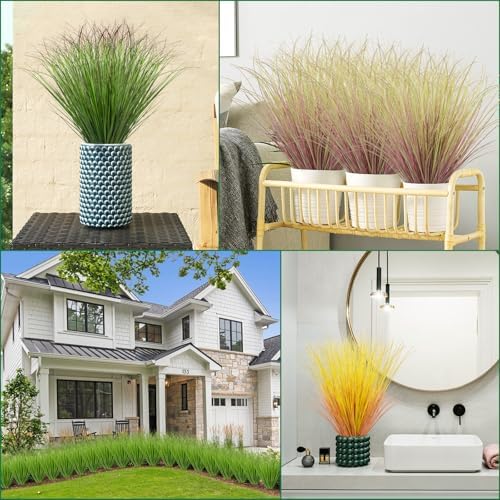 24Pcs Fake Grass Plants Artificial Tall Grass for Indoors Outdoors