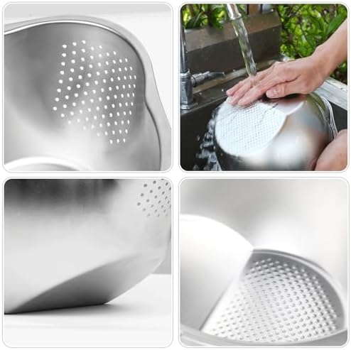 KesaPlan 4-in-1 Stainless Steel Rice Washer Strainer Bowl