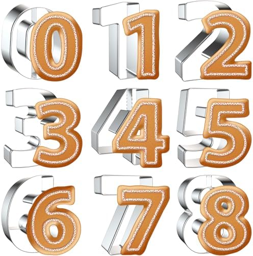 Number Cookie Cutters Set Numbers 0-9 Premium Metal Shapes