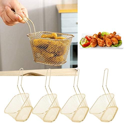 4Pcs Stainless Steel Frying Net Basket Flexible