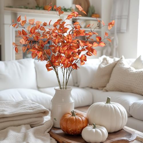 5PCS Fake Eucalyptus Leaves for Fall Cozy Autumn Greenery